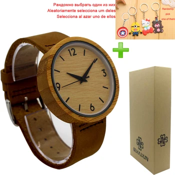 Wood watch men hardlex 2017genuine cowhide leather band luxury quartz bamboo wooden watches mens criativa fashion clock gifts
