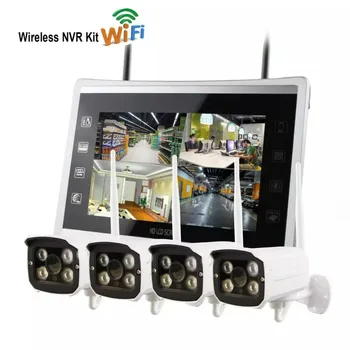 Home Security 11 inch Monitor 4CH 960P Wifi Wireless NVR Recorder Security With 4x 960P 1.3MP Waterproof Outdoor Bullet Cameras