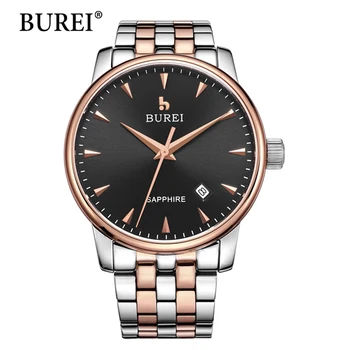 BUREI Brand Luxury Mens Watches Automatic Mechanical Watch Sapphire Clock Stainless Steel Casual Business Wristwatch relojes