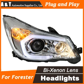 A&T Car Styling for Forester LED Headlight 2013-Original DRL Lens Double Beam H7 HID Xenon bi xenon lens