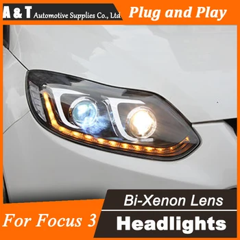 A&T Car Styling for Ford Focus3 Headlights New Focus LED Headlight DRL Lens Double Beam H7 HID Xenon bi xenon lens