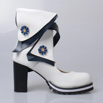 Round Toe High Heel Booties Mujer Rhinestone Embellished Patchwork Cut-outs Ankle Boots Party Vocation Dress Shoes Women