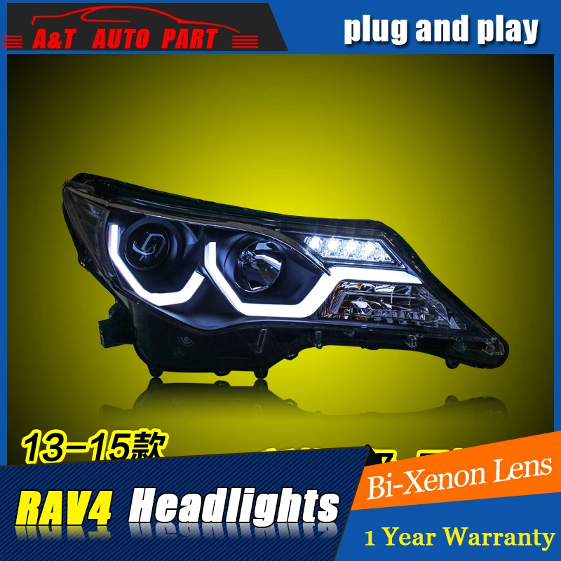 A&T Car Styling For TOYOTA RAV4 headlights 2013-15 For RAV4 LED head lamp Angel eye led DRL front light Bi-Xenon Lens xenon HID