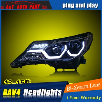A&T Car Styling For TOYOTA RAV4 headlights 2013-15 For RAV4 LED head lamp Angel eye led DRL front light Bi-Xenon Lens xenon HID