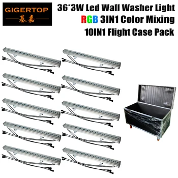 Double Level 10IN1 Road Case Pack 36x3W Led Wall Washer Water-Resistant RGB Connection Wire Free Change Non-waterproof Power/DMX