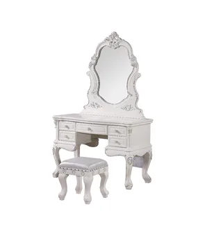 Bedroom home furniture dresser table with 7 drawers mirror and stool modern style KD packaged wooden carved materials