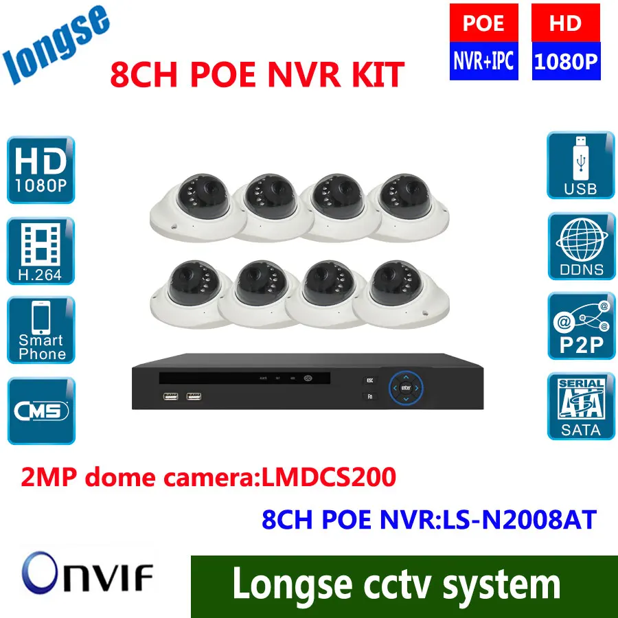 POE NVR KIT 8CH CCTV System, 1080P HDMI POE NVR 8X2.4MP IR Mini camera, P2P POE power over ethernet CCTV Security Camera Kit