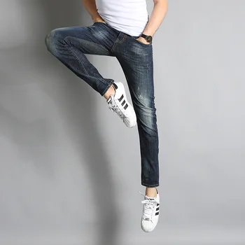 Men Jeans Casual Denim Pants Classic Whiskering Straight Jeans Masculina Male Denim Trousers Cotton