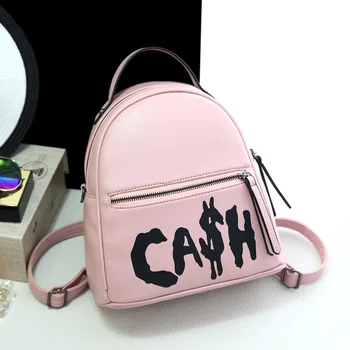 LUDESNOBLE Fashion Brands Bag Women Leather Shoulder Bag Female Backpack Letter Appliques Solid Casual Bagpack Sac De Luxe