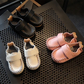 BBK 2017 new spring autumn fashion leather shoe girls boys 1-3 years comfortable flats casual shoe doudou child baby shoes B*