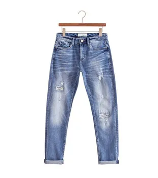 Casual Men Softener Hole Elastic Factory Skinny Jeans Male Luxury Men Brand Mens Latest Design Jeans Pants 7316