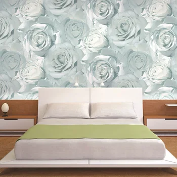 High-Grade Non-Woven Fabric 3D Red Pink Rose Wallpaper, Living Room Bedroom Tv Background Wall Korean Big Flower Wall Paper