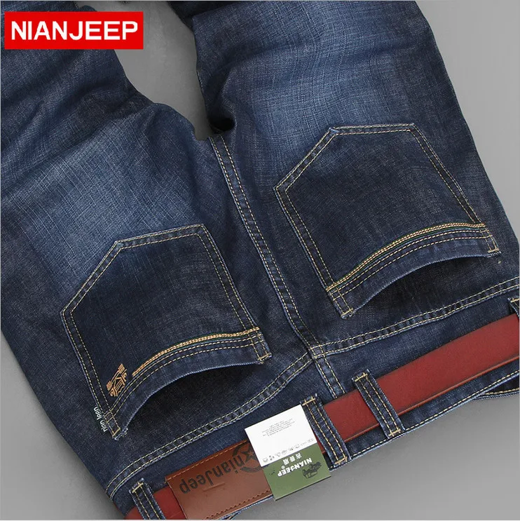 NIANJEEP Brand Men Jeans New arrive Autumn Mid-Waist Casual Men denim long pants Winter Male trousers Vaqueros Big Size 42