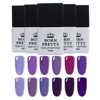 BORN PRETTY 12 Bottles Purple Series Nail Gel 10ml Soak Off UV Gel Polish Pure Color 12 Colors Nail Art Gel Polish