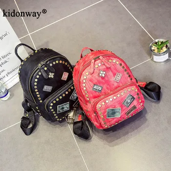KIDONWAY two size PU leather Rivets Backpacks for teenage girls and women Kids mini shoulder bags fashion school backpacks 1019