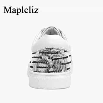 Mapleliz Brand Casual Fashion Man Shoes Genuine Leather  Breathable Soft Flats Gingham Lace-Up Shoes For Men