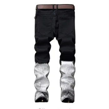 2017 New Jeans Men Cut Jeans Male And Foreign Trade Trousers Zipper Coating Cowboy Holes Pants