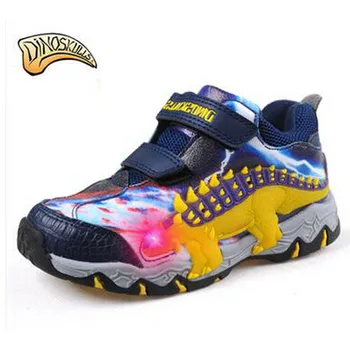 Dinoskulls Brand High Qulity 3D Boys Girls Autumn Winter Warm Shoes Dinosaur Flashing Light Children Shoes Kids Fashion Shoe