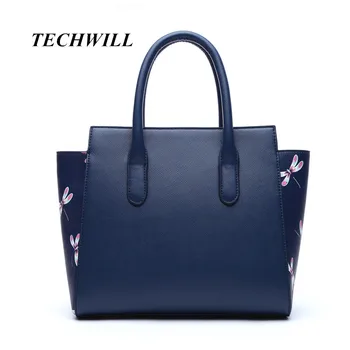 NEW Dragonfly pattern handbag women casual tote bag female large shoulder bags for mother PU leather