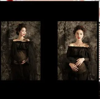 2016 Black lace Maternity dress Photography Props Long lace dress pregnant women Elegant Fancy Photo Shoot Studio Clothing