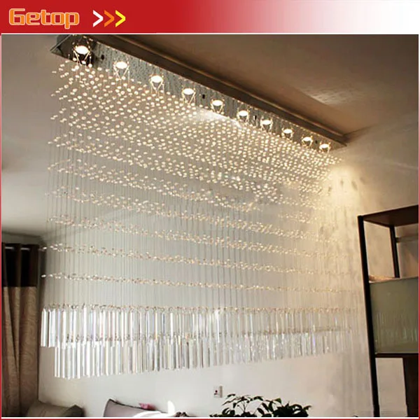 Price Luxury K9 Crystal Chandelier Rectangular Cut Crystal Lamp LED Bead Curtain Lights Living Room Bedroom Lighting