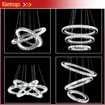 Three Rings (15.7 - 23.6 - 31.5 Inches) Modern K9 Crystal Chandeliers Crystal Ceiling Lamp Pendant Lamp Fixture LED Lighting