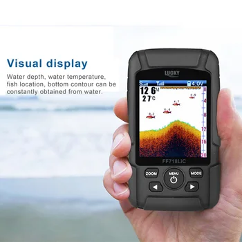 LUCKY FF718LiC Real Waterproof Fish Finder Monitor 2-in-1 Wireless Sonar Wired Transducer Fishfinder Color Visual Display
