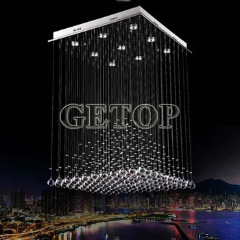 ZX Modern Quadrate K9 Crystal Fish-line type GU10 Three Color LED Chandelier Pyramid Shape Lamps Stair Sitting Room Bedroom