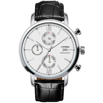 SINOBI Sports Multifunction Men Wrist Watches Leather Watchband Top Luxury Brand Males Chronograph Quartz Clock Boy Wristwatch
