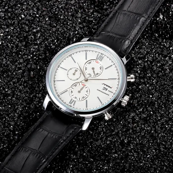 SINOBI Sports Multifunction Men Wrist Watches Leather Watchband Top Luxury Brand Males Chronograph Quartz Clock Boy Wristwatch