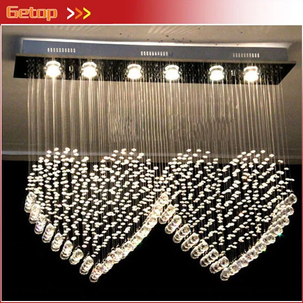 Price Sweet Love Hearted K9 Crystal Pendant Lamps Romantic Double Hearts LED Crystal Chandelier Indoor Lighting