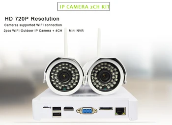 CTVMAN Wireless IP Camera Kit HD 720P 2pcs 1MP Bullet Outdoor Cams With 1pc 4CH Mini NVR Network WIFI Security Camera Sets