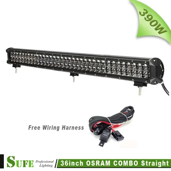 36INCH 390W 4D LED Light Bar For Off Road Truck Tractor 4X4 SUV Pick Up Driving Bar Light Free Wiring Harness 12V 24V