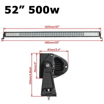 Auxmart For Jeep Wrangler JK CREE Chips 5D 500W 52 inch LED Light Bar + 18W 4