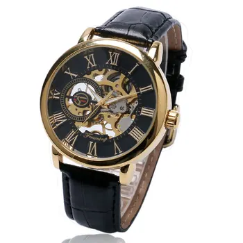 Luxury Brand Forsining 3d Logo Design Mechanical Wrist Watch Men Dress Watches Leather Skeleton Relogio Masculino Gift W153801