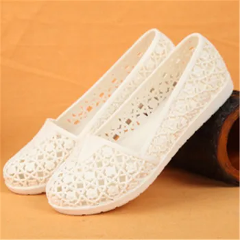 Womens Hollow Crystal Shoes Jelly Hollow Sandals Fashion Summer women's Flat Shoes chaussures femmes Plus Size 8 Ladies footwear