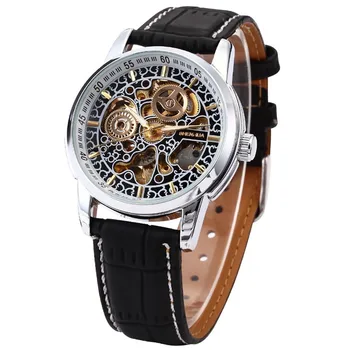 Relogio Masculino Shanghai Shenhua Gear Automatic Self Wind Watches Men Top Brand Luxury Vintage Skeleton Mechanical Watch