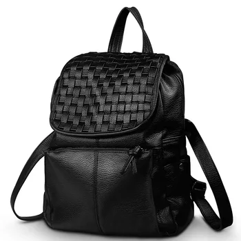 Women backpack women leather female bag backpack knitted fashion lady bag PU leather backpack