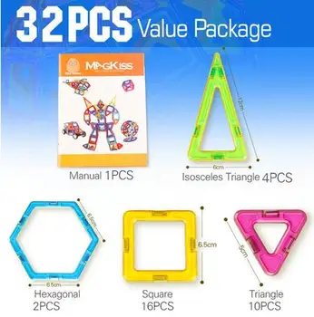 32 PCS standard size Magnetic Designer Blocks Model Building Toys Enlighten Bricks  3D DIY Building Blocks educational toys
