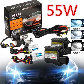 1 set 55W 5000K Car Headlight H1 Xenon HID Conversion Kit Silm Ballast Head Light High Low Beam Universal Replacement Bulb