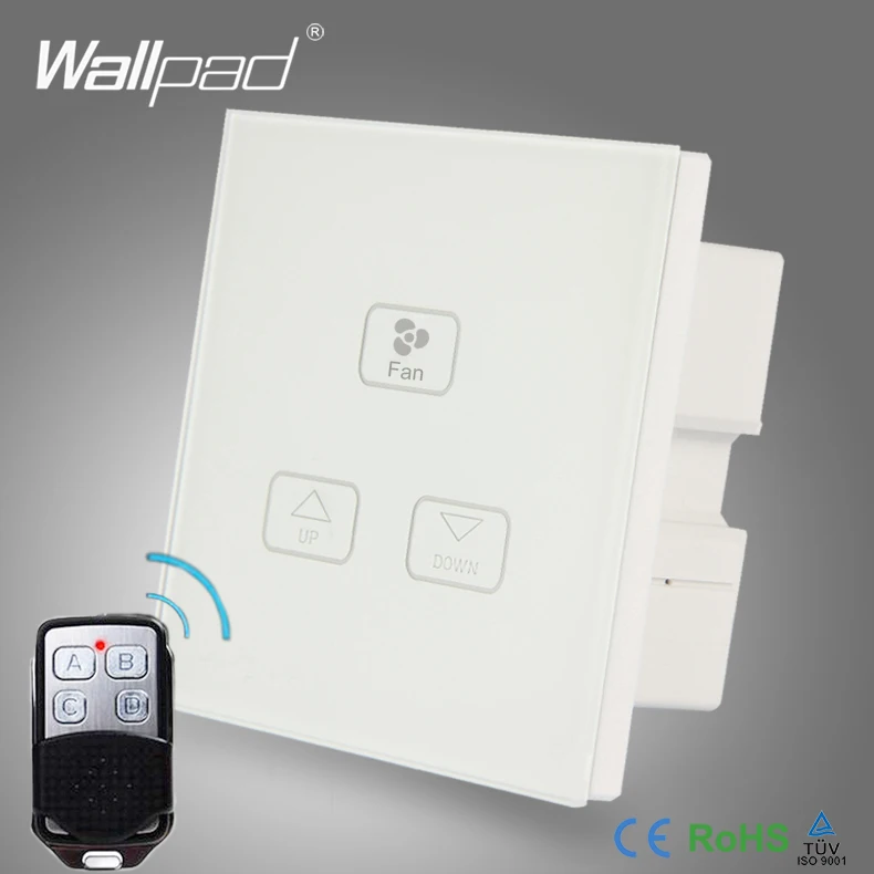 Smart Remote Fan Switch Wallpad White Glass Frame 110V-250V Fan Switch 3 Gang RF Remote Control Fan Speed Regulator Wall Switch