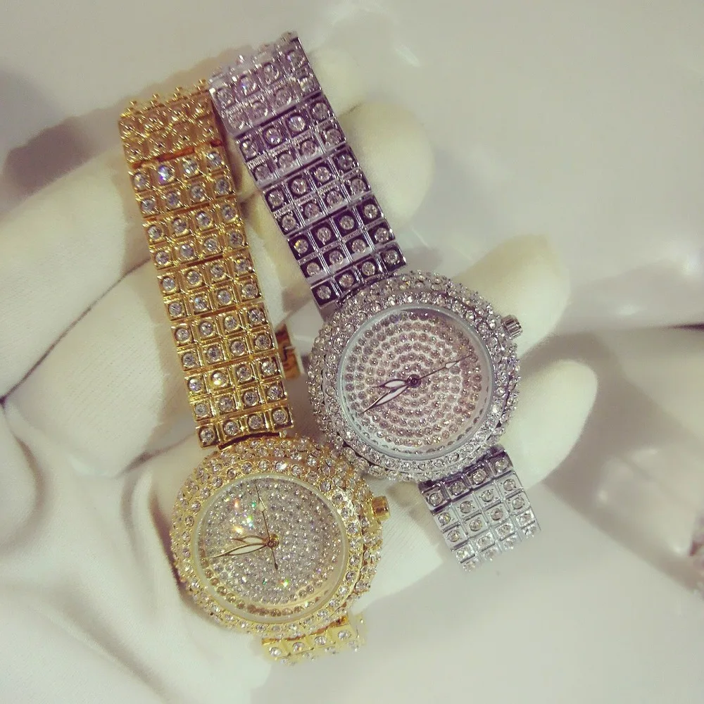 Famous Brand BS Full Diomand Bling Bracelet Watch Women Luxury Austrian Crystals Watch Lady Rhinestone Bracelet