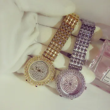 Famous Brand BS Full Diomand Bling Bracelet Watch Women Luxury Austrian Crystals Watch Lady Rhinestone Bracelet