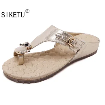 SIKETU 2017 New Korean Anti-Skid Breathable Comfort Sandals Large Size35-42 Diamond Summer Sandals Women's Flat Sandals Shoes