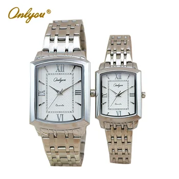 Women Men Quartz Silver Watches Onlyou Brand Luxury Ladies Dress Watch Steel Wristwatches Male Female Watch Date Clock 8877