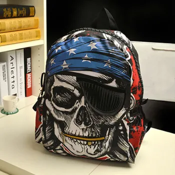 New Personalized Bags School Backpack Feminina Skeleton Package Street Punk Bag Rock Pirate Skull Backpacks LXX9