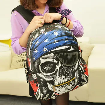 New Personalized Bags School Backpack Feminina Skeleton Package Street Punk Bag Rock Pirate Skull Backpacks LXX9