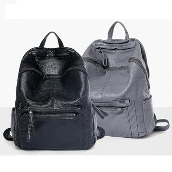 2016 Women Backpack PU Leather Black Shoulder School Bags For Teenagers Girls Female Casual Travel Bags Pack Mochilas Feminina