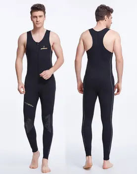 1.5mm Neoprene Men's Sleeveless Wetsuits for Diving Snorkeling Surfing Scuba Sports Men's Long John Wetsuit Front Zipper Black