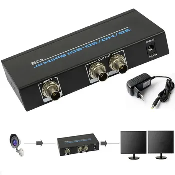 Wholesale 10PCS 2 Port 1x2 SDI Splitter 3G HD SD SDI Distribution Amplifier Video 1080P Repeater_DHL